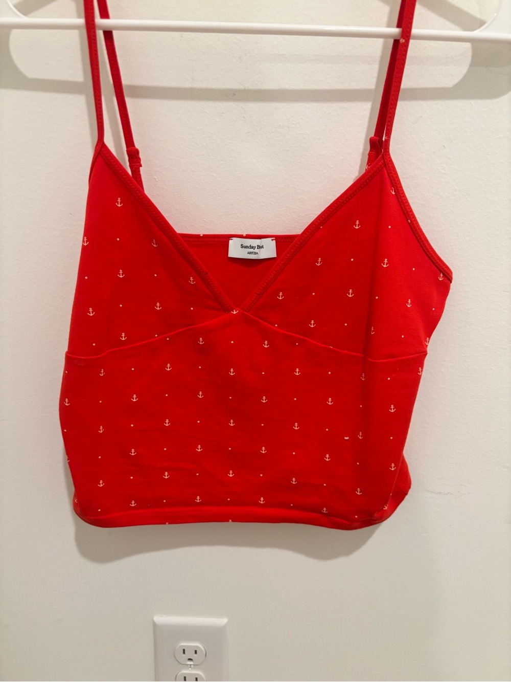 Aritzia Sunday Best Red Anchor Print V-Neck Tank